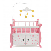 Puppenbett mit Mobile Stars pink
