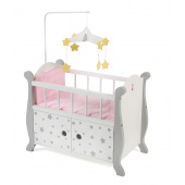 Puppenbett mit Mobile Stars grau