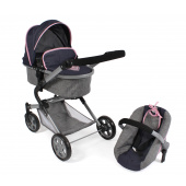 3-in-1 Kombi-Puppenwagen Lia Melange grau-navy