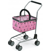 Supermarkt-Einkaufswagen mit Tragekorb Sternchen grau
